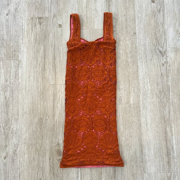 Womens Intimately Free People Orange/Pink Crochet Dress - XS/S - Picture 5 of 6